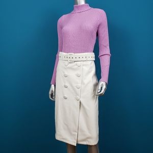 🆕️🎵 4TH & RECKLESS Retro Faux Leather Mod Midi Skirt // (NWT)